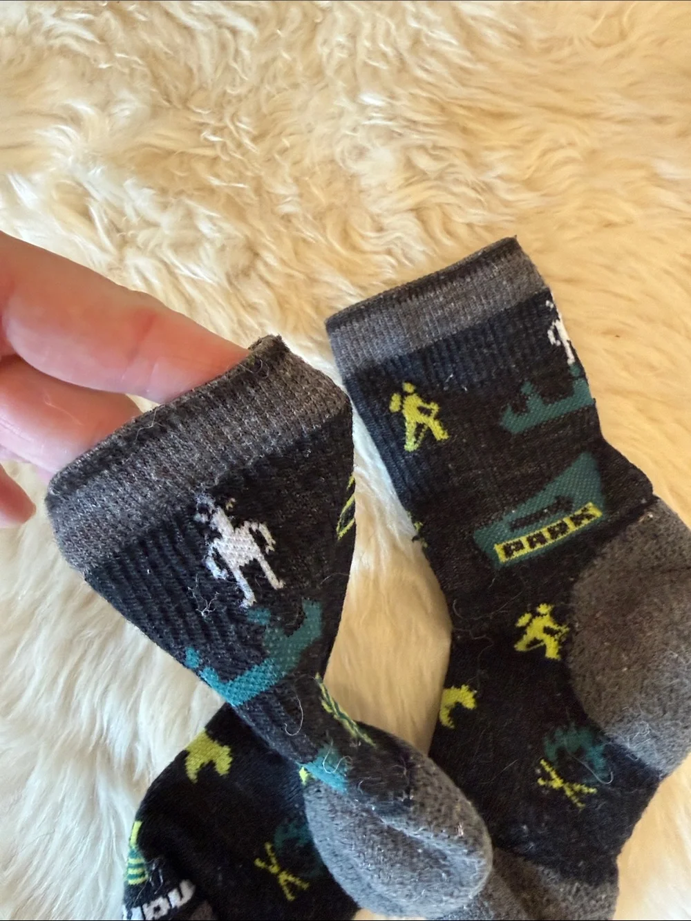Kids Black & Gray Cabin Print Crew Socks
